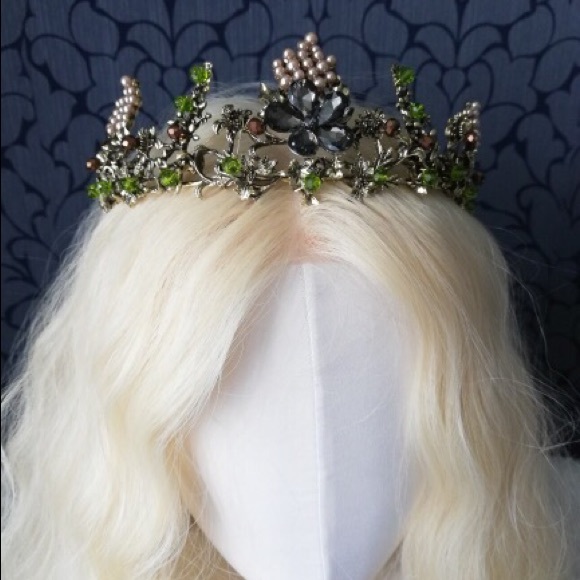 Vintage Antique Gold Beaded Flower Wedding Crown - Picture 3 of 8